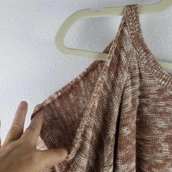 Torrid Women's Size 3 Cold Shoulder Marled Pullover Sweater Sand Brown Layered - Picture 2 of 11